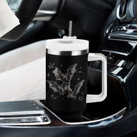 Three Bats Y2k Tumbler With Handle Vintage 90s Style Bat Gothic Occult Halloween Bat Graphic