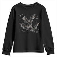 Three Bats Y2k Youth Sweatshirt Vintage 90s Style Bat Gothic Occult Halloween Bat Graphic