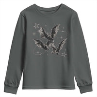 Three Bats Y2k Youth Sweatshirt Vintage 90s Style Bat Gothic Occult Halloween Bat Graphic