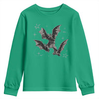 Three Bats Y2k Youth Sweatshirt Vintage 90s Style Bat Gothic Occult Halloween Bat Graphic