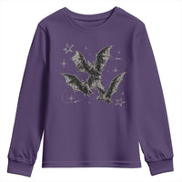 Three Bats Y2k Youth Sweatshirt Vintage 90s Style Bat Gothic Occult Halloween Bat Graphic