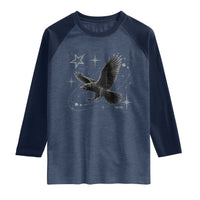 Raven Crow Y2k Raglan Shirt Gothic Cyber Sigilism Occult Dark Academia Black Bird Graphic