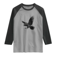 Raven Crow Y2k Raglan Shirt Gothic Cyber Sigilism Occult Dark Academia Black Bird Graphic