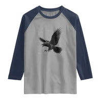Raven Crow Y2k Raglan Shirt Gothic Cyber Sigilism Occult Dark Academia Black Bird Graphic