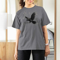 Raven Crow Y2k T Shirt For Women Gothic Cyber Sigilism Occult Dark Academia Black Bird Graphic