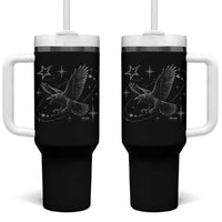 Raven Crow Y2k Tumbler With Handle Gothic Cyber Sigilism Occult Dark Academia Black Bird Graphic