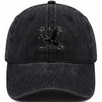 Raven Crow Y2k Washed Cotton Baseball Cap Gothic Cyber Sigilism Occult Dark Academia Black Bird Graphic