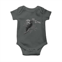 Skeleton Hand Boop Raven Baby Onesie Funny Spooky Halloween Crow Moon Graphic