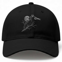 Skeleton Hand Boop Raven Baseball Cap Funny Spooky Halloween Crow Moon Graphic