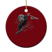 Skeleton Hand Boop Raven Ceramic Ornament Funny Spooky Halloween Crow Moon Graphic