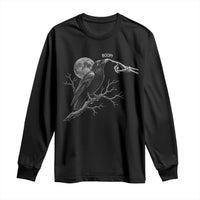 Skeleton Hand Boop Raven Long Sleeve Shirt Funny Spooky Halloween Crow Moon Graphic