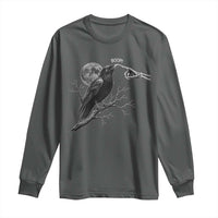 Skeleton Hand Boop Raven Long Sleeve Shirt Funny Spooky Halloween Crow Moon Graphic