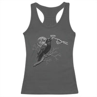 Skeleton Hand Boop Raven Racerback Tank Top Funny Spooky Halloween Crow Moon Graphic