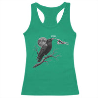 Skeleton Hand Boop Raven Racerback Tank Top Funny Spooky Halloween Crow Moon Graphic