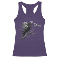 Skeleton Hand Boop Raven Racerback Tank Top Funny Spooky Halloween Crow Moon Graphic