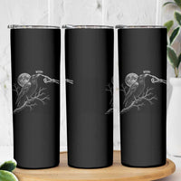 Skeleton Hand Boop Raven Skinny Tumbler Funny Spooky Halloween Crow Moon Graphic