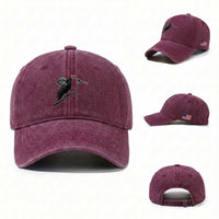 Skeleton Hand Boop Raven Washed Cotton Baseball Cap Funny Spooky Halloween Crow Moon Graphic