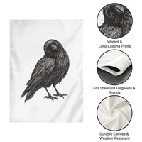 Curious Raven Crow Garden Flag Vintage Dark Academia Gothic Black Bird Graphic