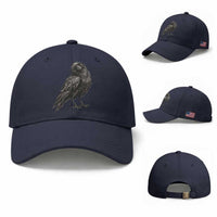 Curious Raven Crow Baseball Cap Vintage Dark Academia Gothic Black Bird Graphic