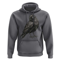 Curious Raven Crow Hoodie Vintage Dark Academia Gothic Black Bird Graphic