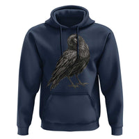 Curious Raven Crow Hoodie Vintage Dark Academia Gothic Black Bird Graphic