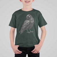Curious Raven Crow T Shirt For Kid Vintage Dark Academia Gothic Black Bird Graphic