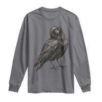 Curious Raven Crow Long Sleeve Shirt Vintage Dark Academia Gothic Black Bird Graphic