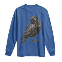 Curious Raven Crow Long Sleeve Shirt Vintage Dark Academia Gothic Black Bird Graphic