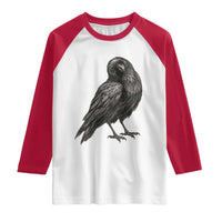 Curious Raven Crow Raglan Shirt Vintage Dark Academia Gothic Black Bird Graphic