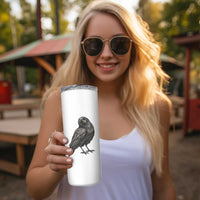 Curious Raven Crow Skinny Tumbler Vintage Dark Academia Gothic Black Bird Graphic