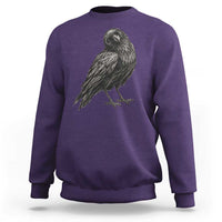 Curious Raven Crow Sweatshirt Vintage Dark Academia Gothic Black Bird Graphic
