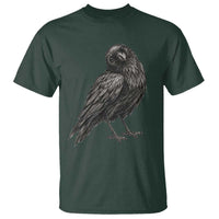 Curious Raven Crow T Shirt Vintage Dark Academia Gothic Black Bird Graphic