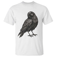 Curious Raven Crow T Shirt Vintage Dark Academia Gothic Black Bird Graphic
