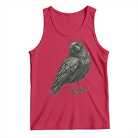 Curious Raven Crow Tank Top Vintage Dark Academia Gothic Black Bird Graphic