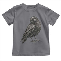 Curious Raven Crow Toddler T Shirt Vintage Dark Academia Gothic Black Bird Graphic