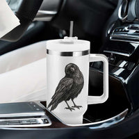 Curious Raven Crow Tumbler With Handle Vintage Dark Academia Gothic Black Bird Graphic