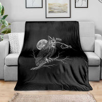 Skeleton Hand Boop Owl Throw Blanket Funny Spooky Halloween Moon Graphic