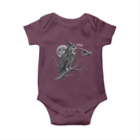 Skeleton Hand Boop Owl Baby Onesie Funny Spooky Halloween Moon Graphic