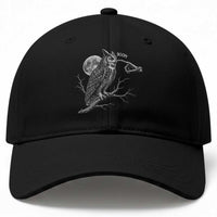 Skeleton Hand Boop Owl Baseball Cap Funny Spooky Halloween Moon Graphic