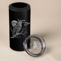 Skeleton Hand Boop Owl 4 in 1 Can Cooler Tumbler Funny Spooky Halloween Moon Graphic