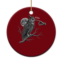 Skeleton Hand Boop Owl Ceramic Ornament Funny Spooky Halloween Moon Graphic