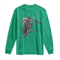 Skeleton Hand Boop Owl Long Sleeve Shirt Funny Spooky Halloween Moon Graphic