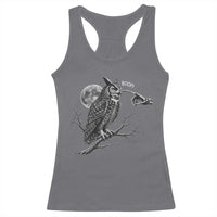 Skeleton Hand Boop Owl Racerback Tank Top Funny Spooky Halloween Moon Graphic