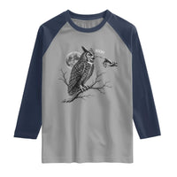 Skeleton Hand Boop Owl Raglan Shirt Funny Spooky Halloween Moon Graphic