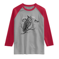 Skeleton Hand Boop Owl Raglan Shirt Funny Spooky Halloween Moon Graphic