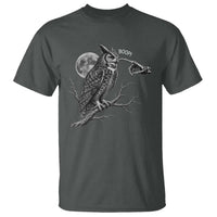 Skeleton Hand Boop Owl T Shirt Funny Spooky Halloween Moon Graphic