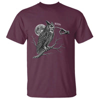 Skeleton Hand Boop Owl T Shirt Funny Spooky Halloween Moon Graphic