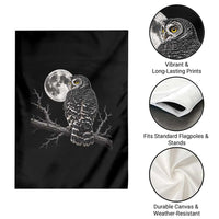 Owl Full Moon Graphic Garden Flag Vintage Dark Academia Bird