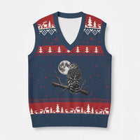 Owl Full Moon Graphic V-Neck Knit Sweater Vest Vintage Dark Academia Bird