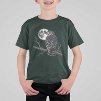 Owl Full Moon Graphic T Shirt For Kid Vintage Dark Academia Bird